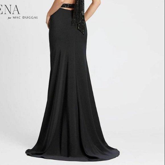 MAC DUGGAL 26262I EXPOSED BACK SEQUIN BOW BLACK GOWN sz 6 - Picture 7 of 7